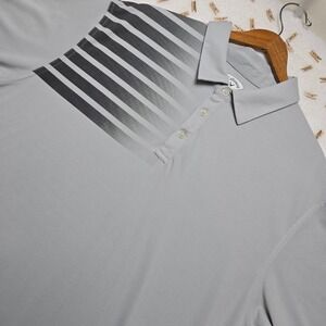 Callaway Golf Polo Shirt XXL Mens Gray Stripe‎ Short Sleeve Athletic